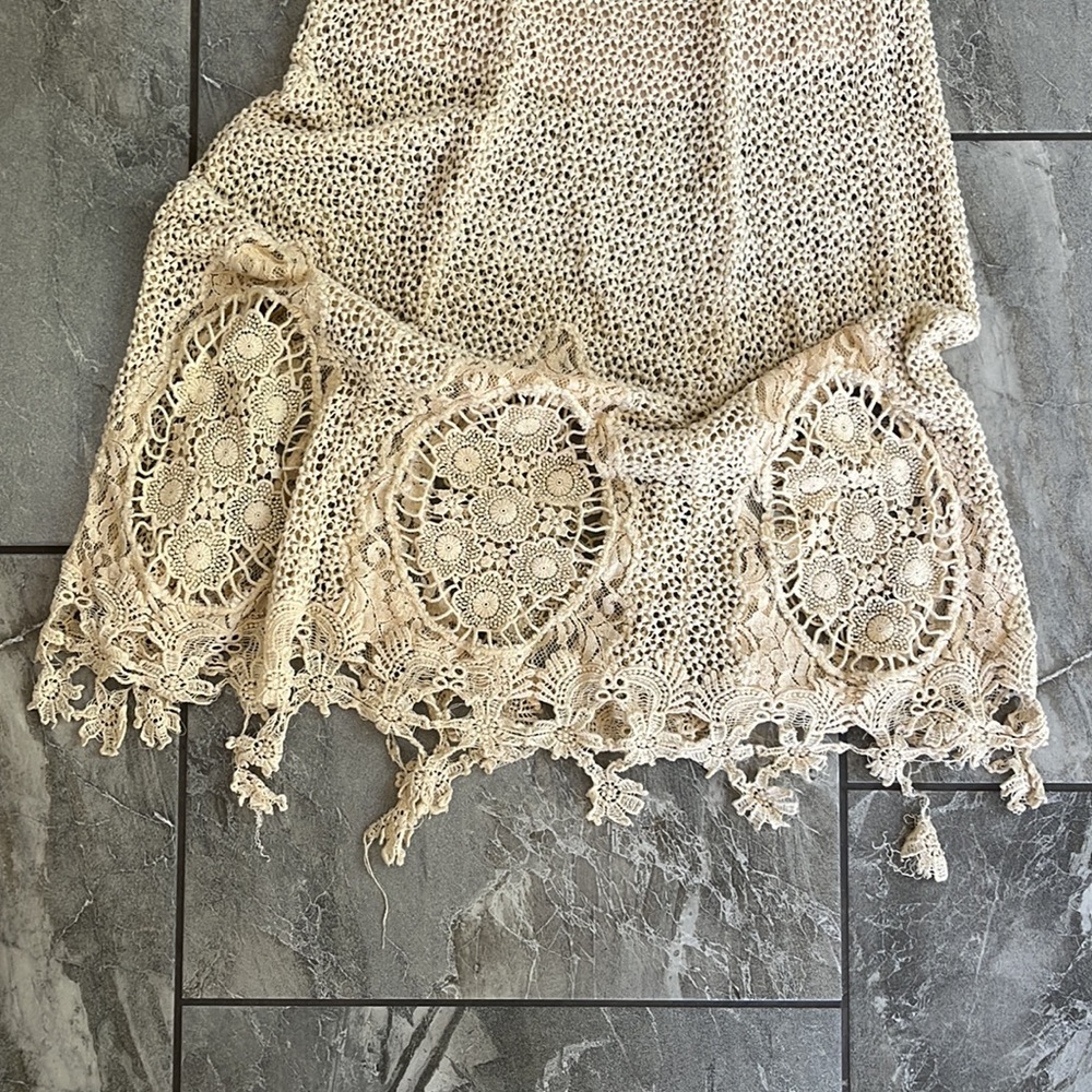 🤍 Free People Mi Amore Maxi Skirt Cream Crochet size 2 Cotton - Picture 9 of 9